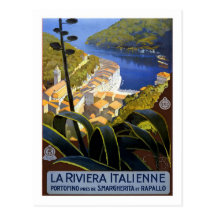 Vintage Travel Poster,Italian Riviera Postcard