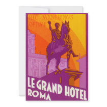 Vintage Travel Poster, Le Grand Hotel Roma Italy Invites