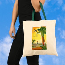 Vintage Travel Poster, Los Angeles, California Canvas Bags