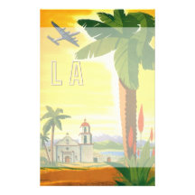 Vintage Travel Poster, Los Angeles, California Customized Stationery