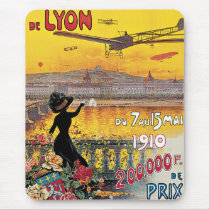 Vintage Travel Poster; Lyon, France Mousepads