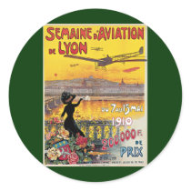Vintage Travel Poster; Lyon, France Round Sticker