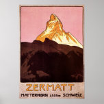 Vintage Travel Poster, Matterhorn, Switzerland posters