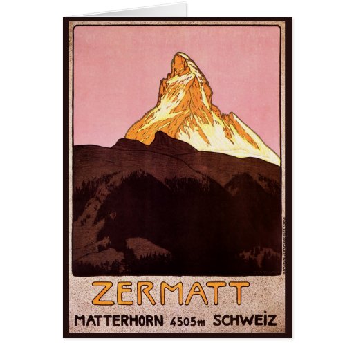Vintage Travel Poster, Matterhorn, Switzerland Greeting Card