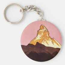 Vintage Travel Poster, Matterhorn, Switzerland Keychain