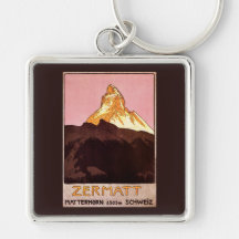 Vintage Travel Poster, Matterhorn, Switzerland Key Chains