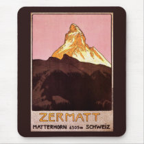Vintage Travel Poster, Matterhorn, Switzerland Mousepads