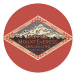 Vintage Travel Poster, Mount Everest, India Round Stickers