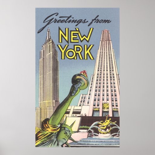 Vintage Travel Poster, New York City Landmarks