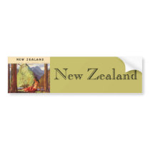 Vintage Travel Poster, New Zealand Bumper Sticker