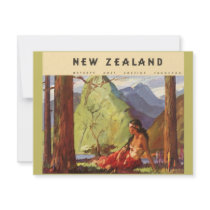 Vintage Travel Poster, New Zealand Personalized Invitation