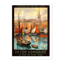 Vintage Travel Poster,Saint Malo Post Card