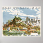 Vintage Travel Poster San Francisco Bay Ferry Boat