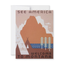 Vintage Travel Poster, See America, Montana Invitation