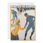 Vintage Travel Poster, Winter in Davos Switzerland invitations