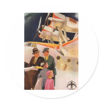 Vintage Travel Round Stickers