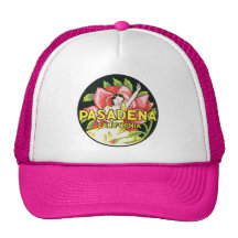 Vintage Travel, Woman Roses, Pasadena California Mesh Hat