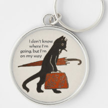 Vintage Travelling Black Cat Keychain
