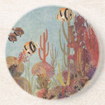Vintage Tropical Fish and Coral in the Ocean Coasters