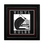 Vintage Turntable ~ Vinyl Rules ~ Keepsake Box