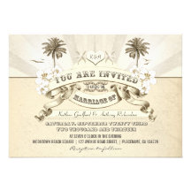 vintage typography beach wedding invitations