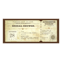 vintage typography bridal shower tickets invite