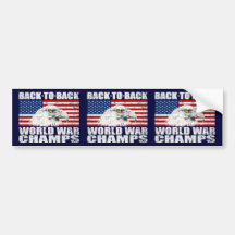 Vintage U.S World War Champs 3-in-1 Bumper Stickers