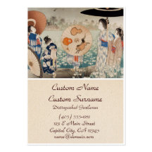 Vintage ukiyo-e japanese ladies with umbrella art business card