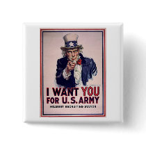 Vintage Uncle Sam Army Recruitment Poster Pinback Button