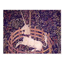 Vintage Unicorn In Captivity Tapestry Post Card