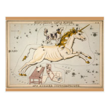 Vintage Unicorn Star Constellation  Map Postcards