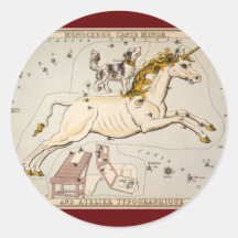 Vintage Unicorn Star Constellation  Map Round Stickers
