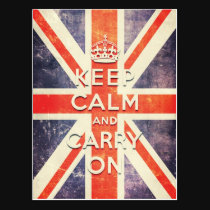 Vintage Union Jack flag keep calm and carry on postcards