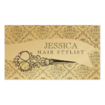 Vintage Unique Professional GOLD Hair Stylist Business Card Template