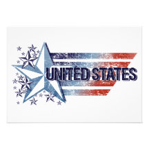 Vintage United States Flag with Star – 4th of July Invites