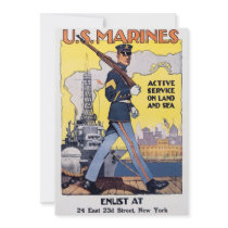 Vintage US Marines Recruiting Poster Custom Invitation