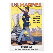 Vintage US Marines Recruiting Poster Custom Invitation