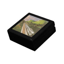 Vintage Vacation by Train, Locomotive in Country Trinket Boxes