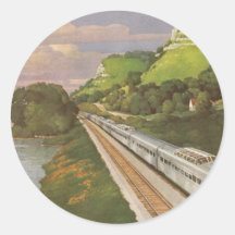Vintage Vacation by Train, Locomotive in Country Sticker
