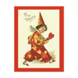 Vintage Valentine Clown Postcard