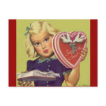 Vintage Valentine's Day; Blonde Girl w Chocolates postcards