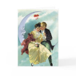 Vintage Valentine's Day, Couple Hugging on a Moon cards