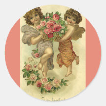 Vintage Valentine's Day Victorian Angels Roses Sticker