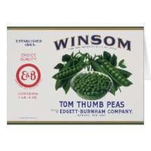 Vintage Vegetable Label; Winsom Tom Thumb Peas Greeting Cards