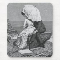 Vintage Victorian Black and White Romance Mousepad