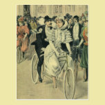 Vintage Victorian Bride and Groom on a Bike postcards