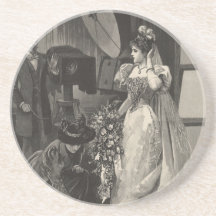 Vintage Victorian Bride, Bridal Portrait Drink Coasters