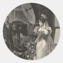Vintage Victorian Bride, Bridal Portrait Round Stickers