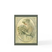 Vintage Victorian Bride, Bridal Profile Portrait Greeting Card