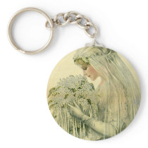 Vintage Victorian Bride, Bridal Profile Portrait Key Chains
